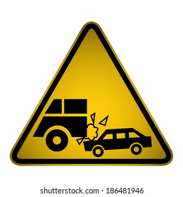 Car Crashes Warning Sign- Vector