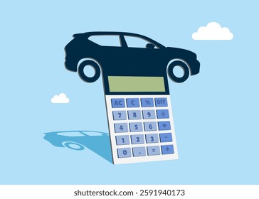 Car credit calculation. Automobile finance economy. Transport  investment or transport refinance money. Vector illustration in flat style