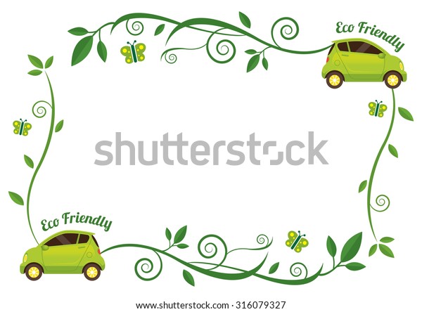 Car with Creeping Plant Decoration Frame,\
Ecology, Energy\
Conservation