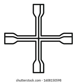Car cross wrench icon. Outline car cross wrench vector icon for web design isolated on white background