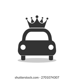 Coche y icono de la corona con la sombra