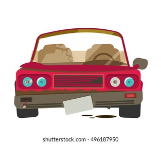 Car crush vector illustration isolated on white background