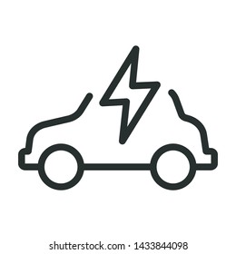 car and current symbol - minimal line web icon. simple vector illustration. concept for infographic, website or app.