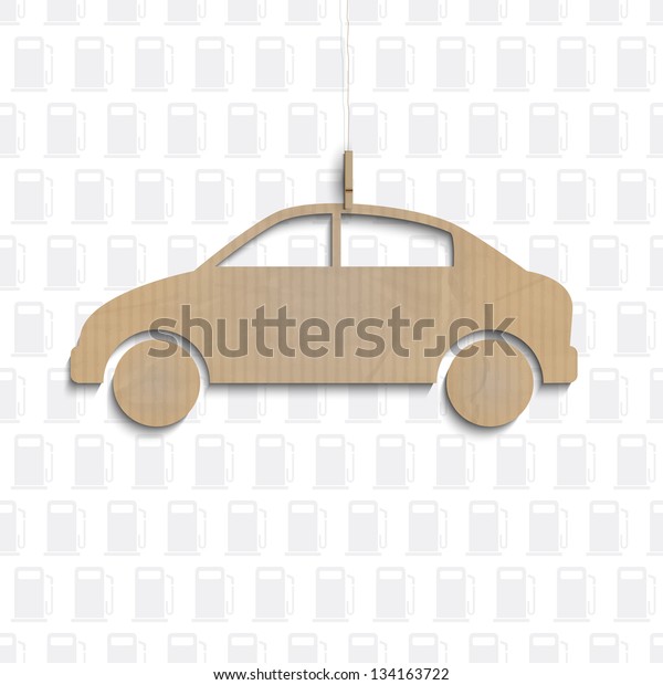 Car cut out of\
cardboard. Vector concept