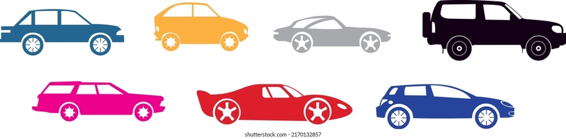  Car Cute vector color icons set