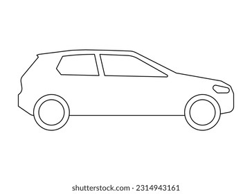 Car cuv transport model coloring line icon. Own passenger transport, automobile for travel. Vector sign outline illustration