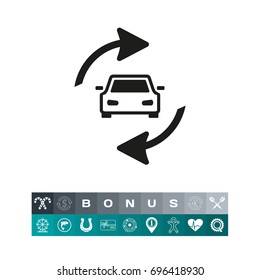 Car with cycling arrows as auto update icon
