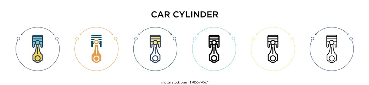 Car cylinder icon in filled, thin line, outline and stroke style. Vector illustration of two colored and black car cylinder vector icon design can be used for mobile, ui, web