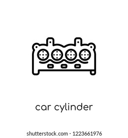 car cylinder icon. Trendy modern flat linear vector car cylinder icon on white background from thin line Car parts collection, outline vector illustration