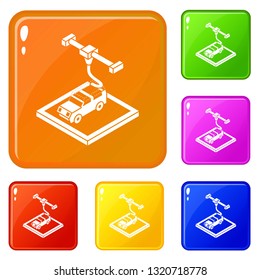 Car d printing icons set collection vector 6 color isolated on white background