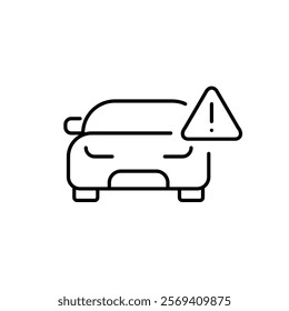 Car and danger alert. High-priority vehicle safety or operational concern. Pixel perfect vector icon