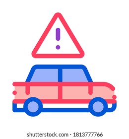 Vector de iconos de obstrucción del peligro de auto. Símbolo de Obstrucción del peligro de carro de contorno. Ilustración de símbolo de contorno aislado