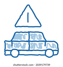 Car Danger Obstruction sketch icon vector. Hand drawn blue doodle line art Car Danger Obstruction sign. isolated symbol illustration