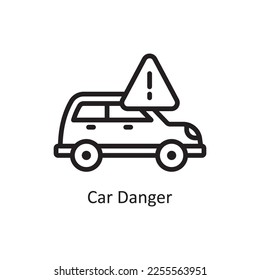 Car Danger vector Outline Icon Design illustration. Car Accident Symbol on White background EPS 10 File