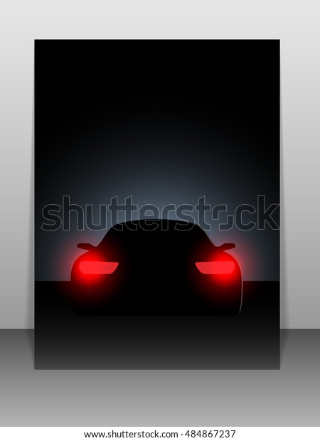 The\
car in the dark. Greeting card. Vector\
illustration.