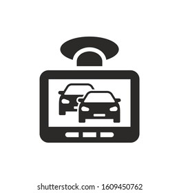 Car dash cam icon, DVR. Vector icon isolated on white background.