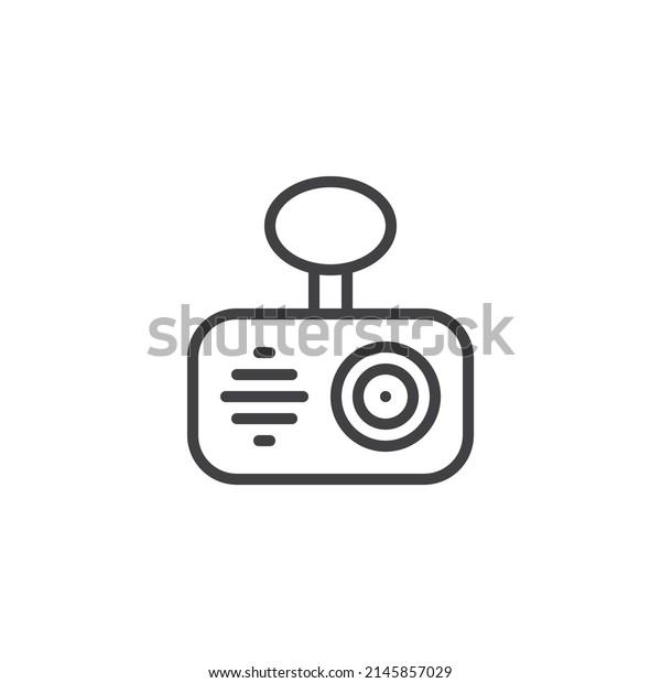 Car dash cam line icon. DVR\
linear style sign for mobile concept and web design. Drive recorder\
outline vector icon. Symbol, logo illustration. Vector\
graphics