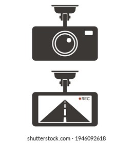 car dash camera illustration, dash cam icon, vector art.