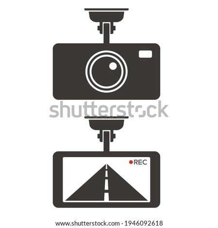 car dash camera illustration, dash cam icon, vector art.