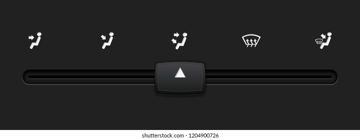 Car dashboard black slider. Auto air conditioner air flow direction selector. Up and down level. Vector 3d illustration