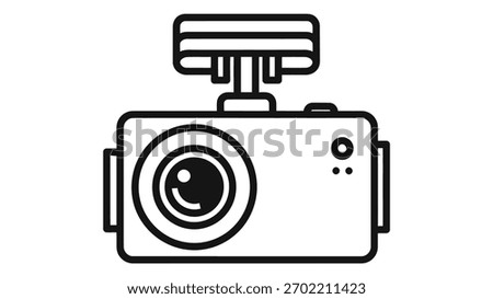 Car dashboard camera line icon. vehicle security camera dvr recording device symbol. Vector