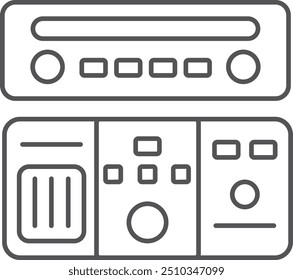 Painel de carro e painel de controle. Ícone de linha interior automático