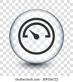 Car Dashboard Gauge, Speedometer on Transparent Round Button