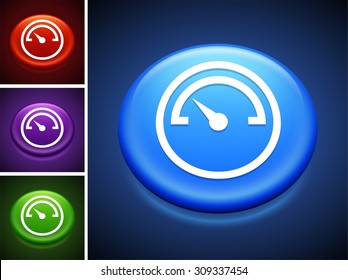 Car Dashboard Gauge, Speedometer on Blue Round Button