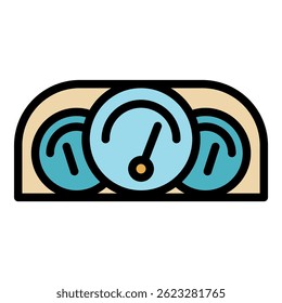 Car dashboard icon. Outline car dashboard vector icon color flat isolated