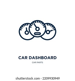 car dashboard icon from car parts collection. Thin linear car dashboard, dashboard, speedometer outline icon isolated on white background. Line vector car dashboard sign, symbol for web and mobile