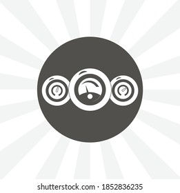 car dashboard icon. speedometer, tachometer isolated solid vector icon