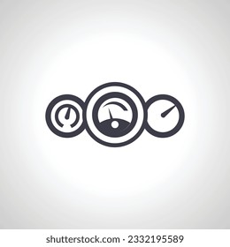 car dashboard icon. tachometer with speedometer icon.