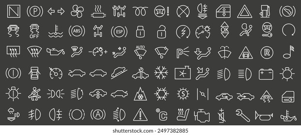 Car dashboard icons. Car control panel interface. Dashboard icons. EPS 10.