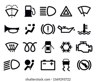 Car Dashboard Icons Set Isolated On Stock Vector (Royalty Free ...