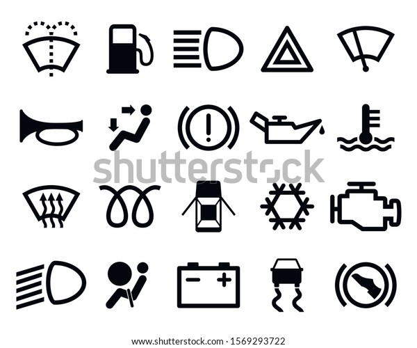 Car Dashboard Icons Set Isolated On Stock Vector (Royalty Free ...