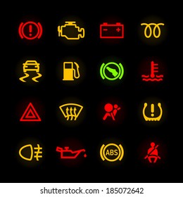Car Dashboard Icons. Vector.