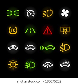 Car dashboard icons. Vector.