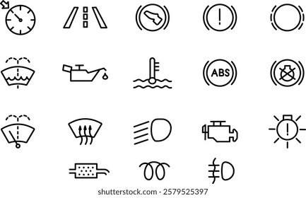 Car Dashboard Indicator and Warning Icon Set