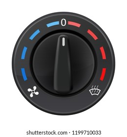 Car dashboard knob switch. Auto air conditioner. Temperature selector. Vector 3d illustration isolated on white background