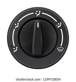 Car dashboard knob switch. Auto air conditioner. Air flow direction selector. Vector 3d illustration isolated on white background