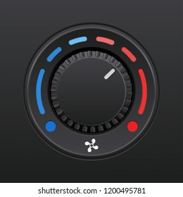 Car dashboard knob switch. Auto air conditioner. Temperature selector. Vector 3d illustration