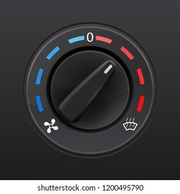 Car dashboard knob switch. Auto air conditioner. Temperature selector. Vector 3d illustration
