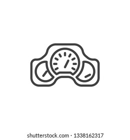 Car dashboard line icon. linear style sign for mobile concept and web design. Car control panel, speed display outline vector icon. Symbol, logo illustration. Pixel perfect vector graphics