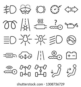 car dashboard. minimal thin line web icon set. simple vector illustration outline. concept for infographic website or app.