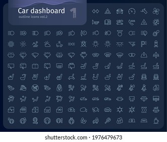 Car dashboard outline icons for web, mobile apps, presentations and others