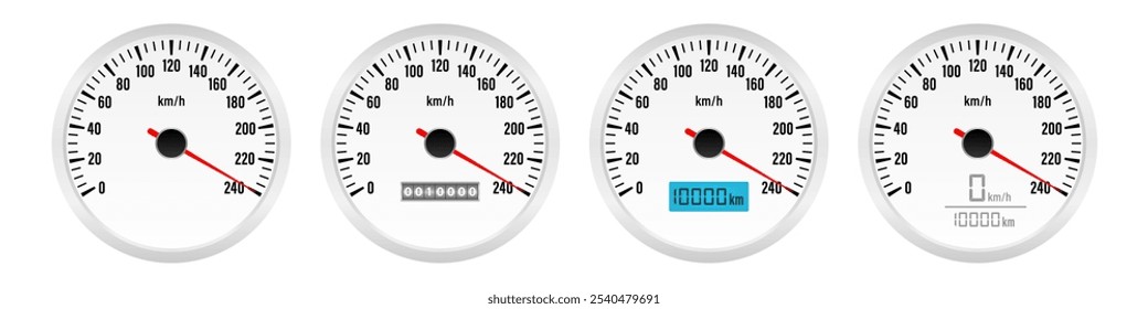 Car Dashboard. Auto-Panel-Display. Armaturenbrett für Geschwindigkeitsmesser. Tachometer- oder Odometeranzeige. Hochgeschwindigkeitskonzept. Vektorgrafik.