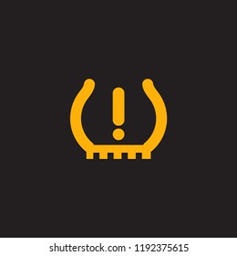 Car Dashboard Panel Icon On A Black Background. Tire Pressure Monitoring.