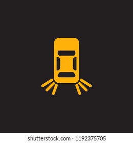 Car dashboard panel icon on a black background. Malfunction of the bulb in the taillights.