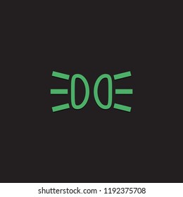 Car dashboard panel icon on a black background. Symbol of parking lights.