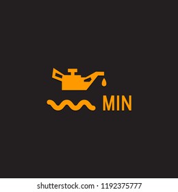 Car dashboard panel icon on a black background. Engine Oil Level Indicator.